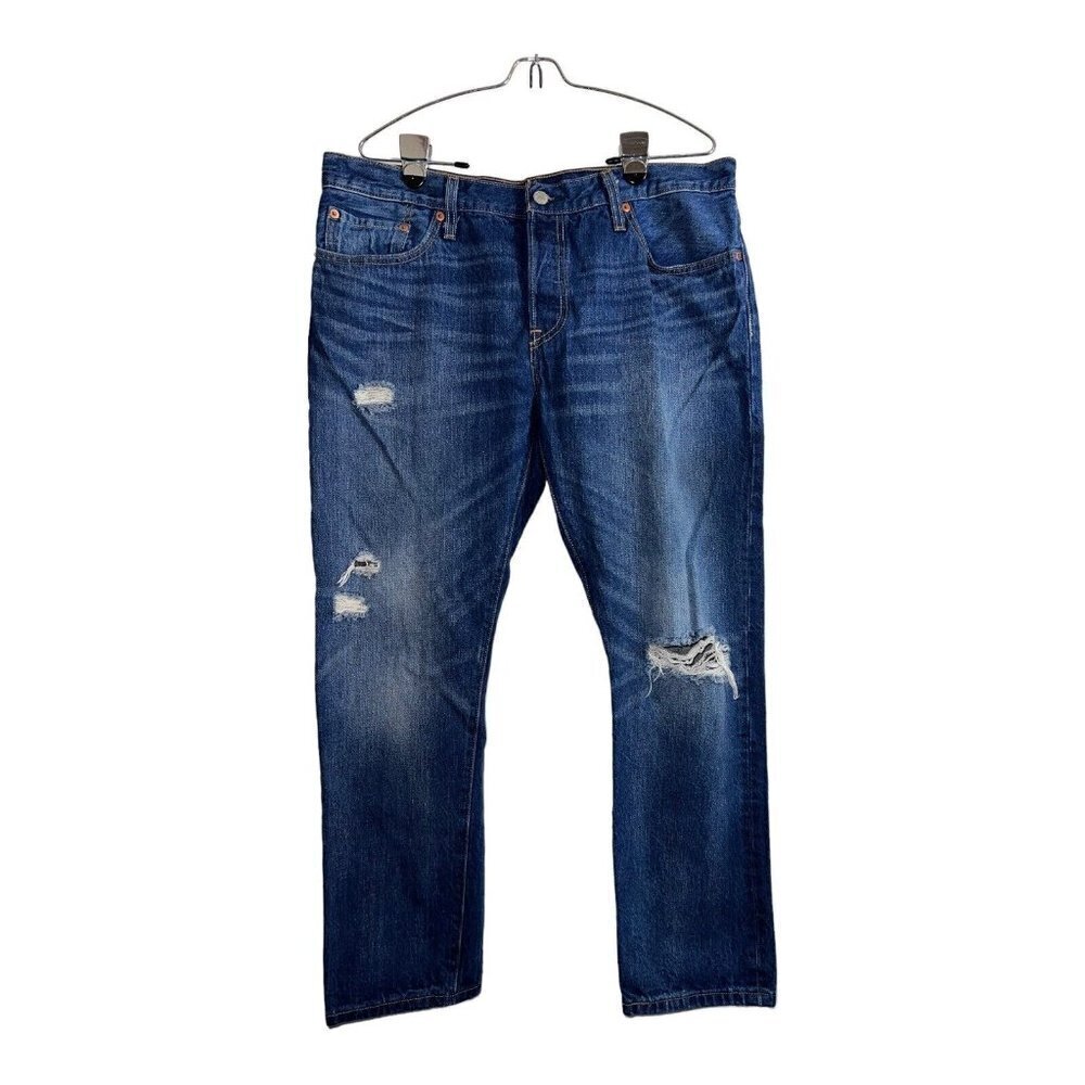 Levi's 501 CT Jeans Mens Blue Button Fly Slim Straight Distressed